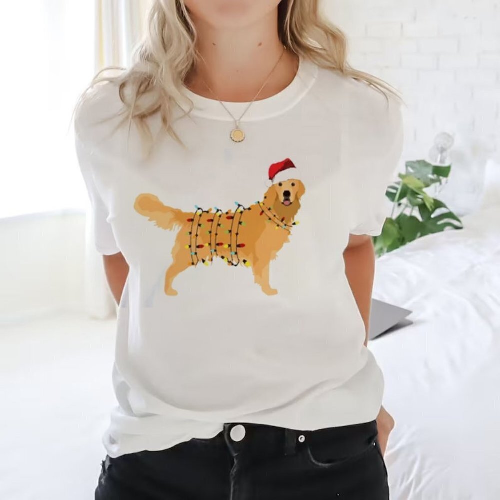 Christmas Golden Retriever Tshirt Dog Lover Tee Shirts
